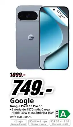 MediaMarkt GOOGLE Pixel 10 Pro 5G oferta