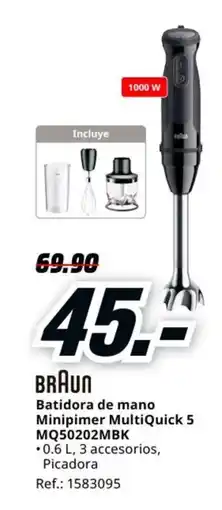 MediaMarkt BRAUN Batidora de mano Minipimer MultiQuick 5 MQ50202MBK oferta