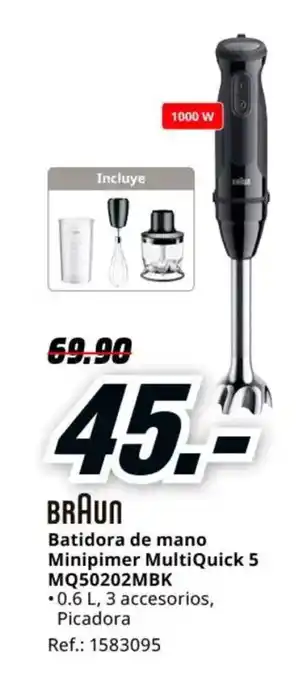 MediaMarkt BRAUN Batidora de mano Minipimer MultiQuick 5 MQ50202MBK oferta