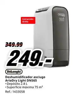 MediaMarkt DELONGHI Deshumidificador asciugo AriaDry Light DNS65 oferta