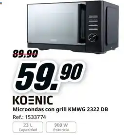MediaMarkt KOENIC Microondas con grill KMWG 2322 DB oferta