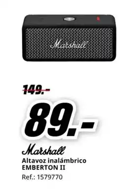 MediaMarkt MARSHALL Altavoz inalámbrico EMBERTON II oferta