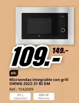 MediaMarkt Microondas integrable con grill OMWG 2022-31 BI DM oferta