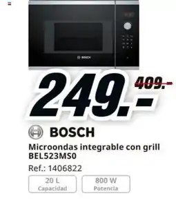 MediaMarkt BOSCH Microondas integrable con grill BEL523MS0 oferta