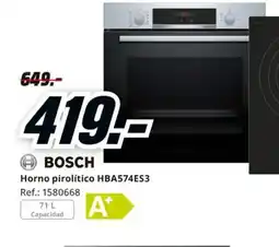 MediaMarkt BOSCH Horno pirolítico HBA574ES3 oferta
