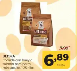 Alimerka ULTIMA Comida con buey o salmón para perro mini adulto oferta