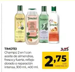 Alimerka TIMOTEI Champú 2 en 1 con aceite de almendras, fresco y fuerte, reflejo dorado o reparación intensa oferta