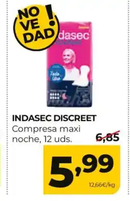 Alimerka INDASEC DISCREET Compresa maxi noche oferta