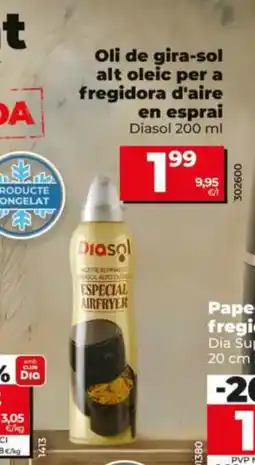 Maxi Dia DIASOL Oli de gira-sol alt oleic per a fregidora d'aire Paper per a fregidora d'aire en esprai oferta