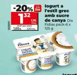 Maxi Dia DIA FIDIAS Iogurt a l'estil grec amb sucre de canya oferta