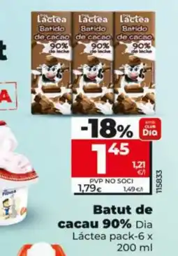 Maxi Dia DIA LÁCTEA Batut de cacau 90% oferta