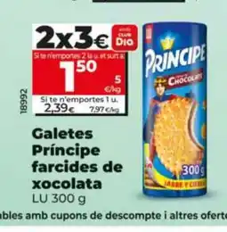 Maxi Dia LU Galetes Príncipe farcides de xocolata oferta