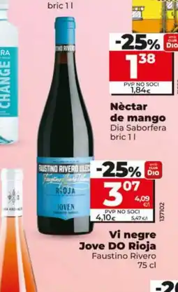 Maxi Dia FAUSTINO RIVERO Vi negre Jove DO Rioja oferta
