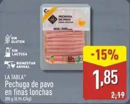 ALDI LA TABLA Pechuga de pavo en finas lonchas oferta