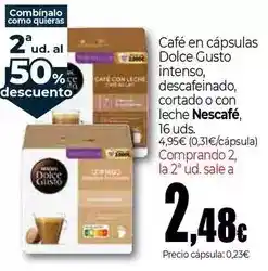 Unide Supermercados Nescafé - cafe en capsulas dolce gusto intenso descafeinado, cortado o con leche oferta