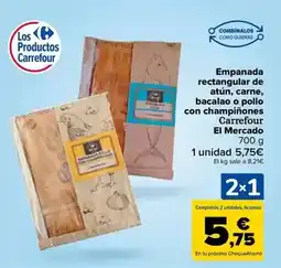 Carrefour Carrefour el mercado - empanada rectangular de atún, carne, bacalao o pollo con champiñones oferta
