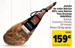 Carrefour Navidul - jamon de cebo iberico 50% raza iberica tres encinas oferta