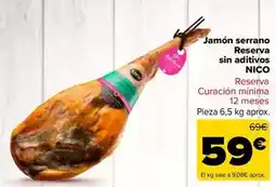 Carrefour Nico - jamon serrano reserva sin aditivos oferta