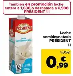 Carrefour Président - leche semidesnatada oferta