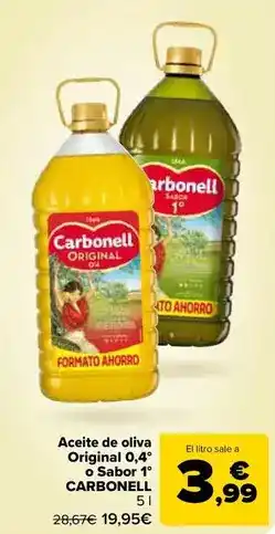 Carrefour Carbonell - aceite de oliva original 0,4° o sabor 1° oferta