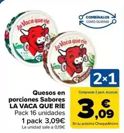 Carrefour La vaca que ríe - quesos en porciones sabores oferta