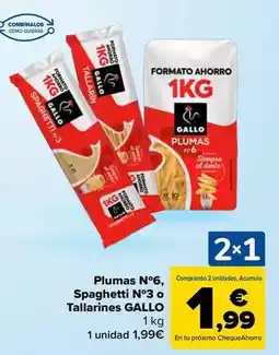 Carrefour Gallo - plumas n°6 spaghetti n°3 o tallarines oferta