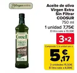 Carrefour Coosur - aceite de oliva virgen extra sin filtrar oferta