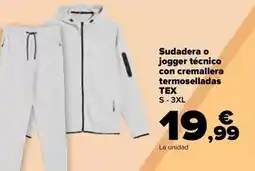 Carrefour Tex - sudadera o jogger tecnico con cremallera termoselladas oferta