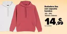 Carrefour Tex - sudadera lisa con capucha hombre oferta
