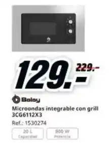 MediaMarkt Balay - microondas integrable con grill oferta