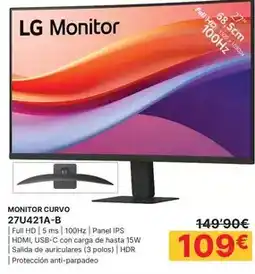 Dynos Informática Lg - monitor curvo 27u421a-b oferta