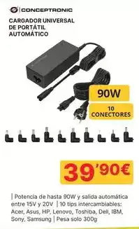 Dynos Informática Conceptronic - cargador universal de portatil automatico oferta