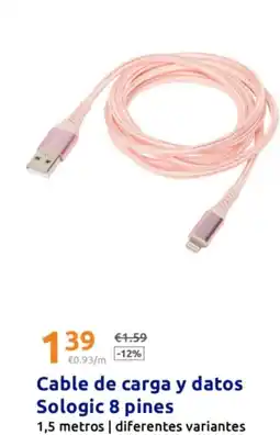 Action SOLOGIC Cable de carga y datos 8 pines oferta