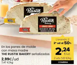 Autoservicios Familia THE RUSTIK BAKERY En los panes de molde con masa madre señalizados oferta