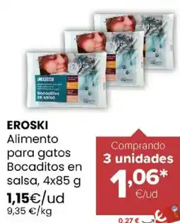 Autoservicios Familia EROSKI Alimento para gatos Bocaditos en salsa oferta