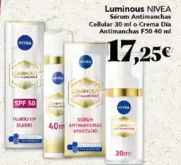 Gadis Nivea - luminous serum antimanchas celular 30 ml o crema dia antimanchas f50 oferta