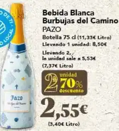 Gadis Pazo - bebida blanca burbujas del camino oferta