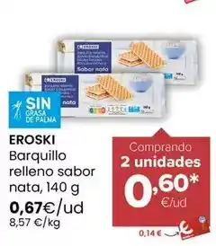 Autoservicios Familia Eroski - eroski barquillo relleno sabor nata oferta