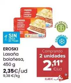 Autoservicios Familia Eroski - lasaña boloñesa oferta