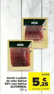 Carrefour Market Alto aller - jamón o paleta de cebo ibérico 50% raza ibérica oferta