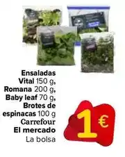 Carrefour Carrefour el mercado - ensaladas vital, romana, baby leaf, brotes de espinacas oferta