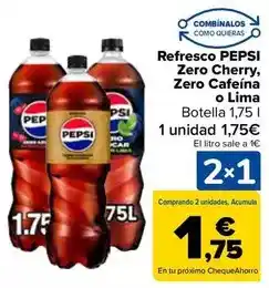 Carrefour Pepsi - refresco zero cherry, zero cafeina o lima oferta