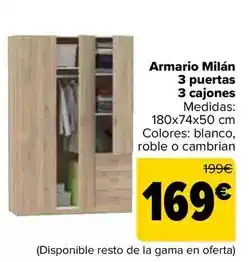 Carrefour Armario milan 3 puertas 3 cajones oferta