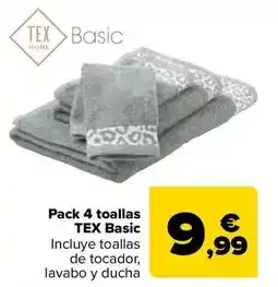 Carrefour Tex basic - pack 4 toallas oferta