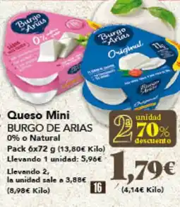 Gadis BURGO DE ARIAS Queso Mini 0% o Natural oferta