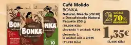 Gadis BONKA Cafe Molido Natural, Mezcla (70/30) o Descafeinado Natural Paquete oferta