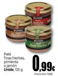 Unide Market Unide - pate finas hierbas, pimienta o jamon oferta