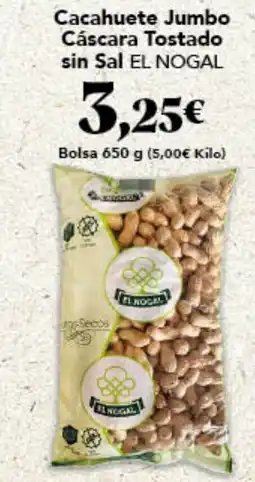 Gadis EL NOGAL Cacahuete Jumbo Cáscara Tostado sin Sal oferta