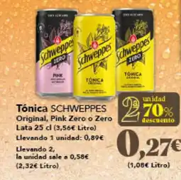 Gadis SCHWEPPES Tónica Original, Pink Zero o Zero oferta