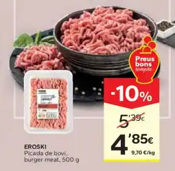 Caprabo EROSKI Picada de boví, burger meat oferta